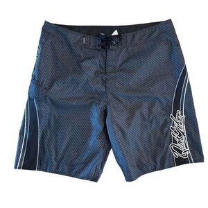 Quiksilver Mens Board Shorts Swimwear Drawstring Strap Gray Black Logo Size 40
